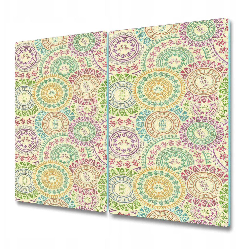 Tempered Glass Worktop Saver Moroccan tribal ornament folkloric pastel 2x30x52