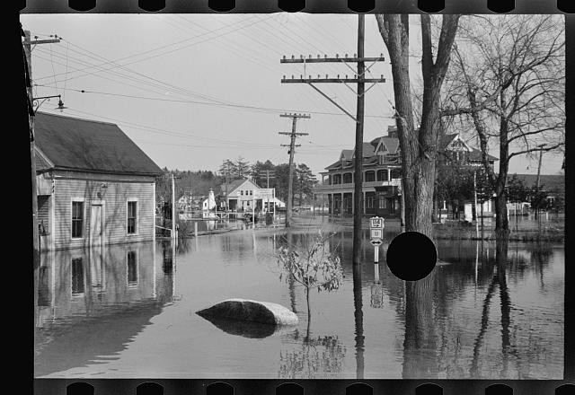 Photo:Sebago Lake Maine Flooding Highway 1936 Flooded Street Scene