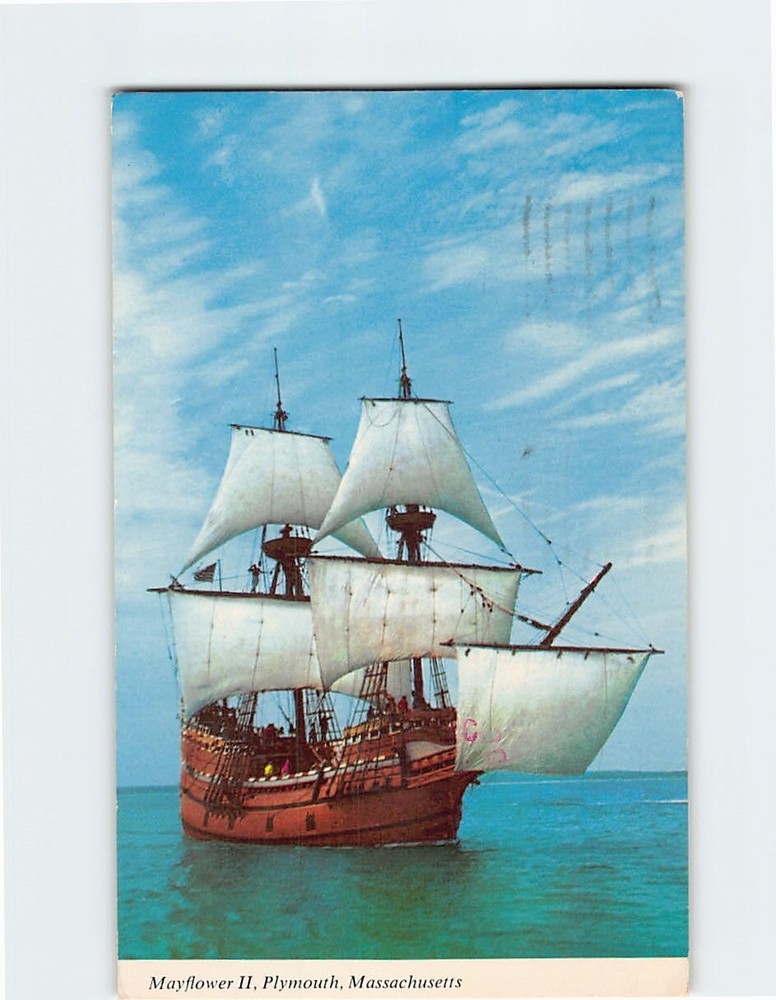 Postcard Mayflower II Replica Plymouth Massachusetts USA