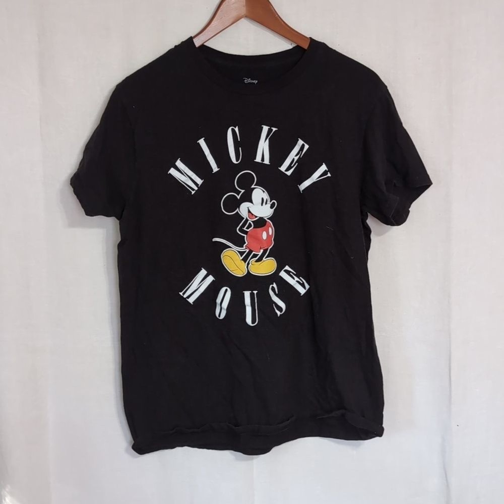 Disney Mickey Mouse Black Short Sleeve Graphic Tee Women's Size Large
