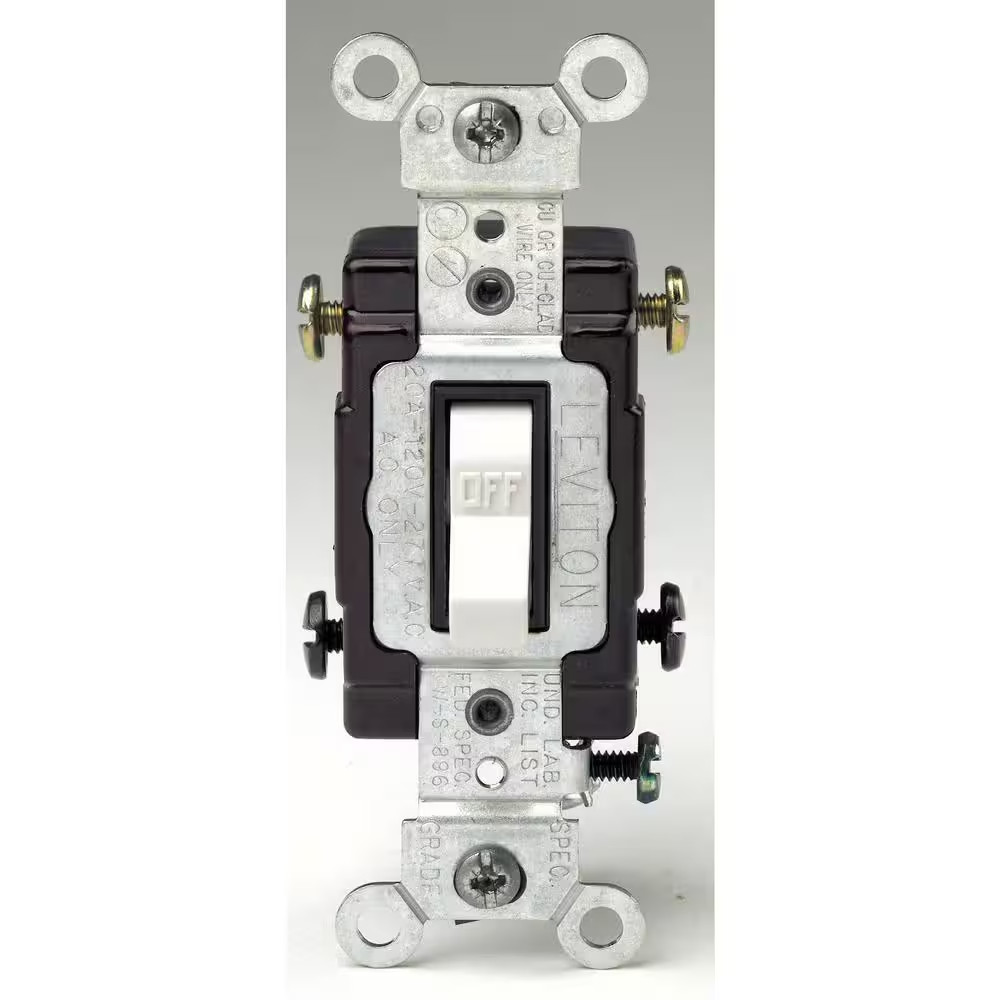20 Amp 120/277-Volt 2-Pole Commercial Grade AC Quiet Toggle Switch, White CS220--image