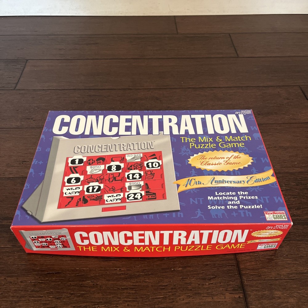 Concentration Board Game 40th Anniversary Edition Endless Games 1998  Complete!