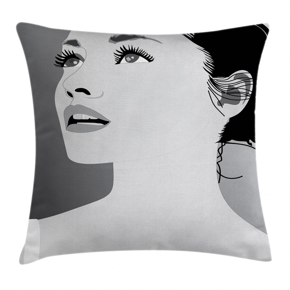 Modern Digital Art Girl Square Throw Pillow Cover 18 Inch Decorative Cushion