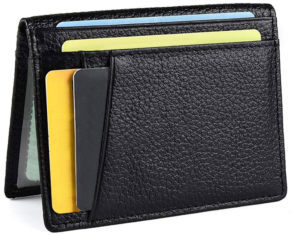 Dorras Front Pocket Minimalist Leather Slim Wallet, Bifold Credit Card Holder