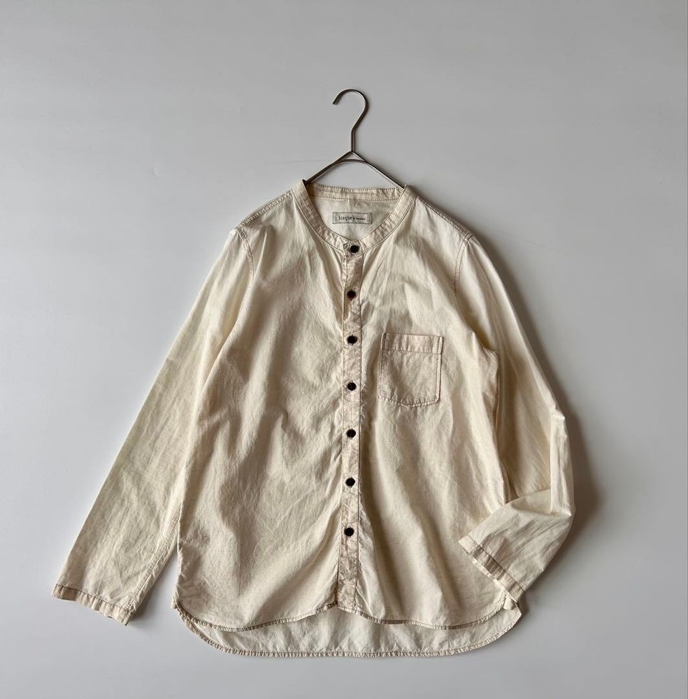 Nest Robe Bisque Cotton Linen Band Collar Shirt 65cm Used