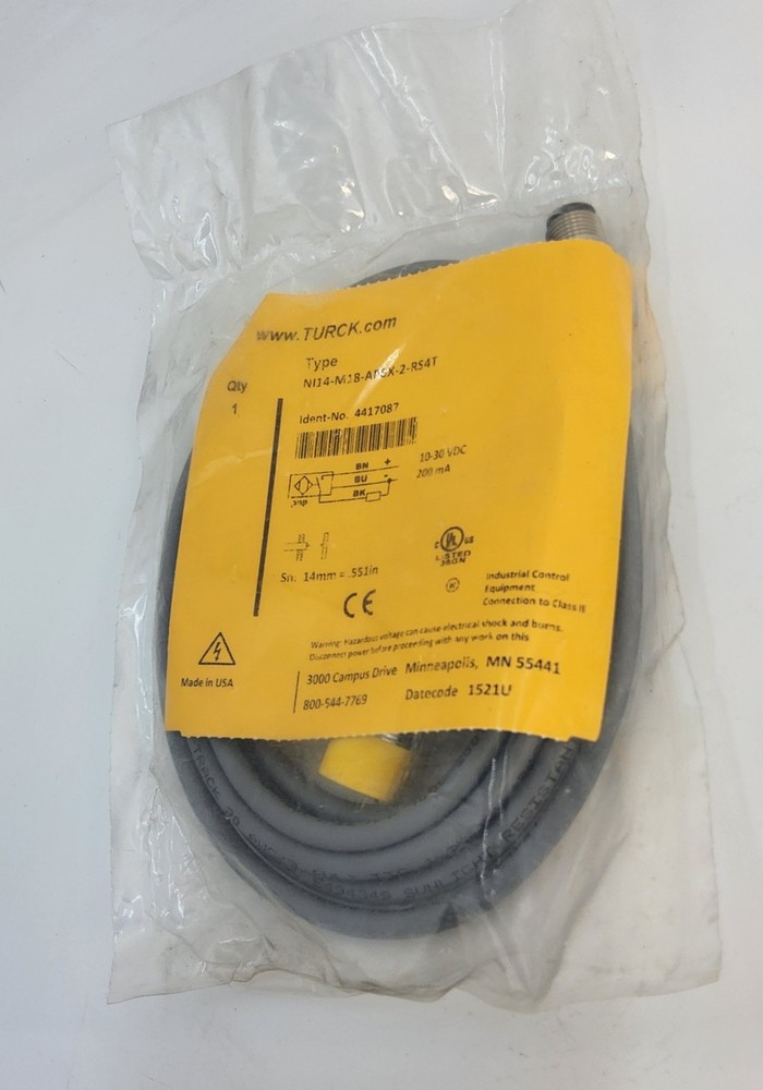 Turck Barrel Sensor w/ Cable NI14-M18-AP6X-2-RS4T - New