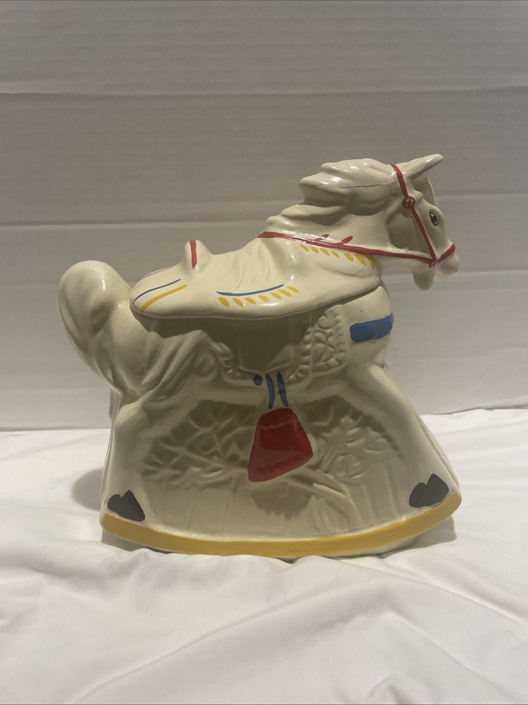 Vintage 1950's McCoy Painted Rocking Horse Cookie Jar Stamped #23