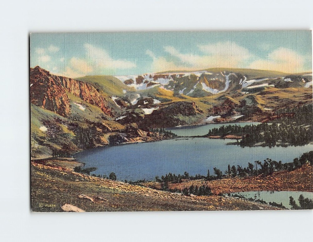 Postcard Twin Lakes on Red Lodge-Cooke City Road to Yellowstone Park Montana USA