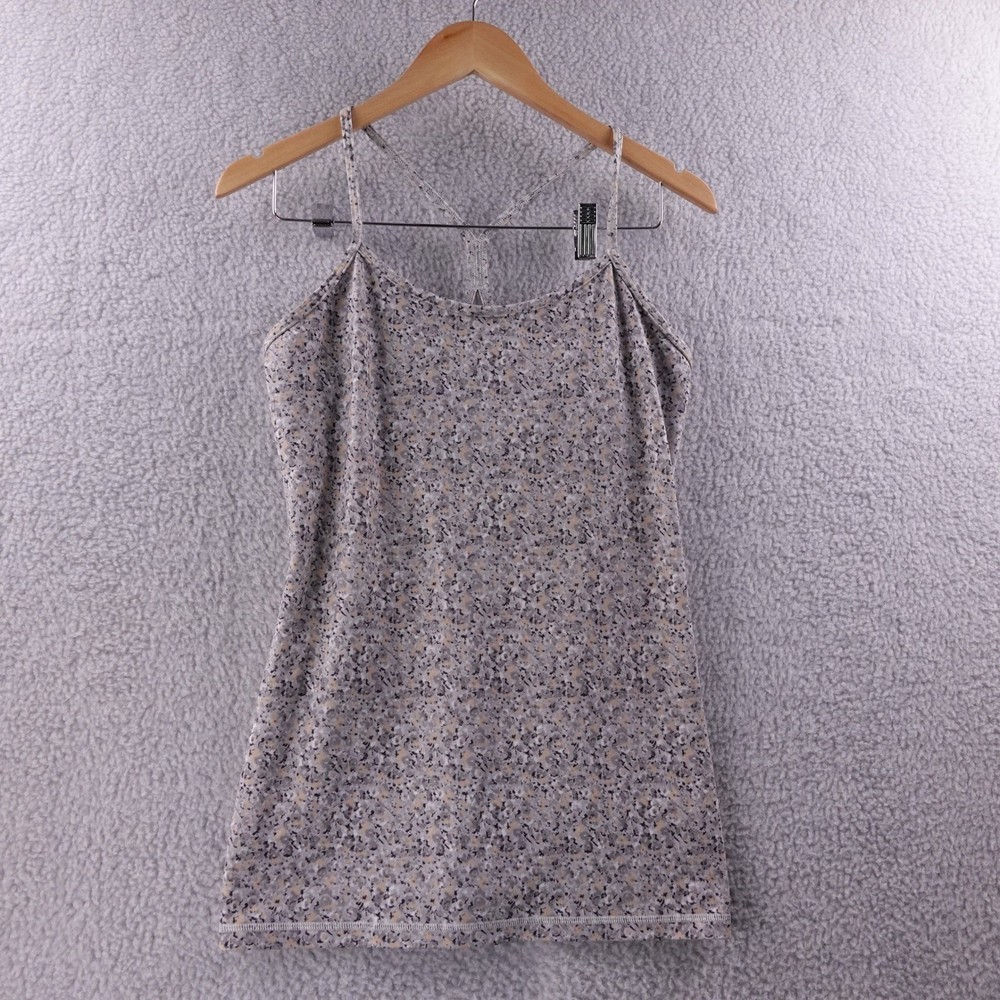 Lululemon Floral Print Camisole Tank Top Women Size 6 Gray Tan