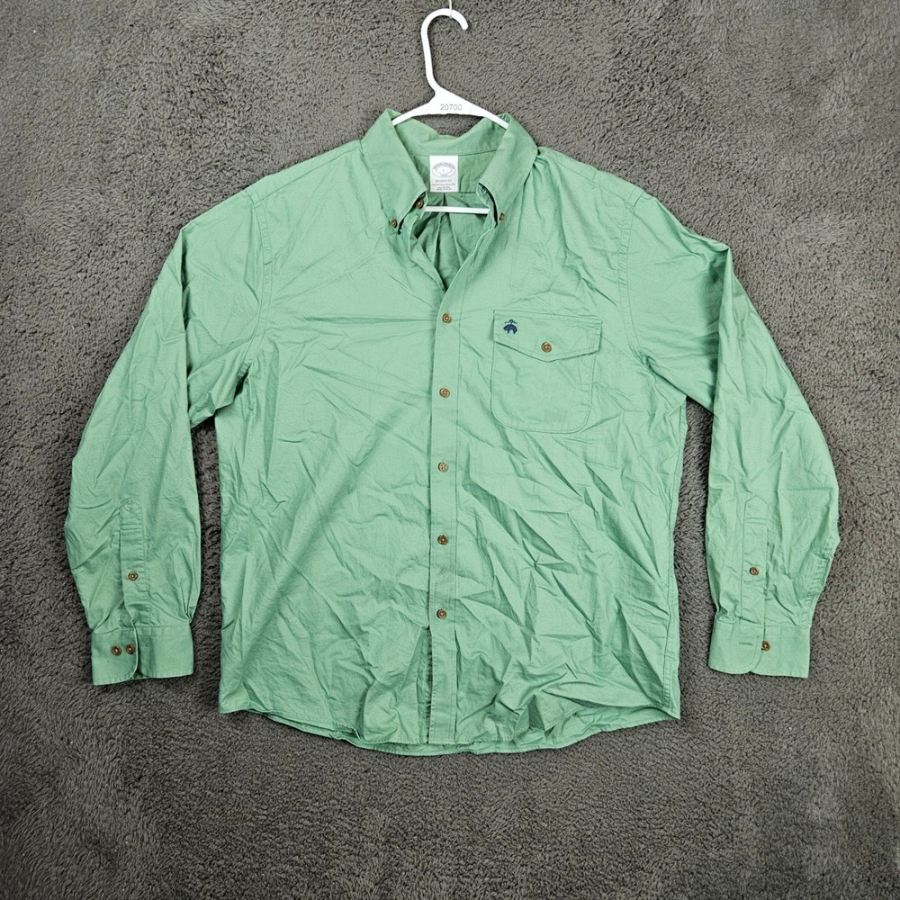 Brooks Brothers 1818 Regent Fit Green Cotton Button Down Shirt Mens Large L