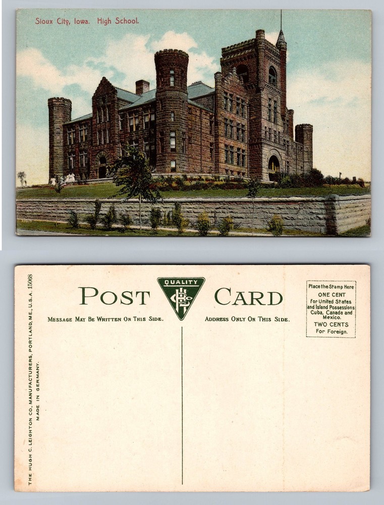 Sioux City, IA-Iowa, High School Castle-Like Building View Vintage Postcard