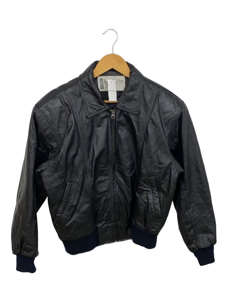 Leather Jacket Blouson/M/Cowhide/Black/Plain 3499