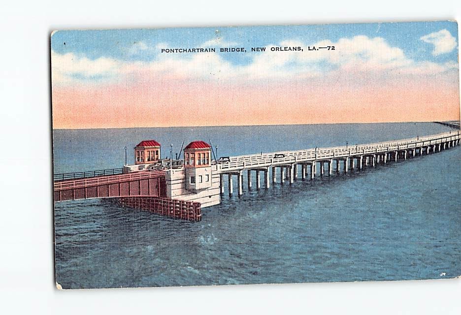 Postcard Pontchartrain Bridge New Orleans Louisiana USA