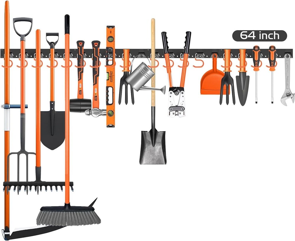 Garden Tool Garage Organizer Holder Wall Mount Shovel Broom Durable Hook Storage
