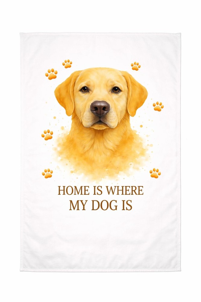 Golden Labrador Tea Towel Brew Crew Gifts White Cotton Dog Lover Gift