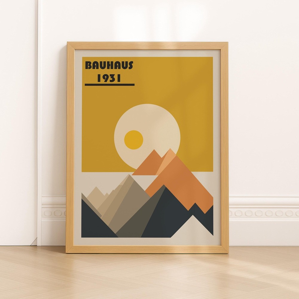 Bauhaus Exhibition Poster Abstract Mountain Sun Modernist Wall Art