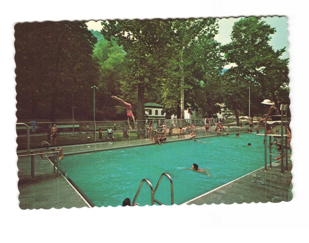 Pool in State Park in the heart of Berkeley Springs WV VTG postcard UNP