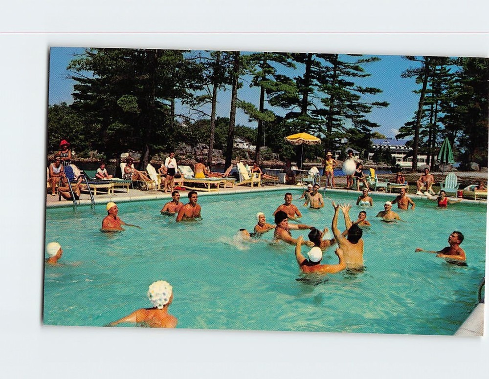 Postcard Pool Scene Delawana Inn Royal Hotel Ontario Canada