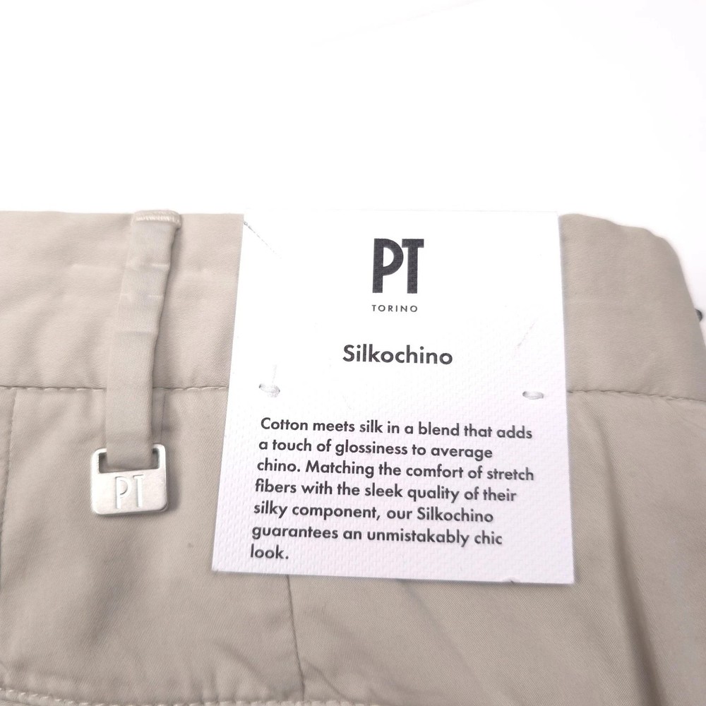 PT TORINO Light Gray Dress Pants Slim Fit Silkochino Flat Front 40 (EU 56)