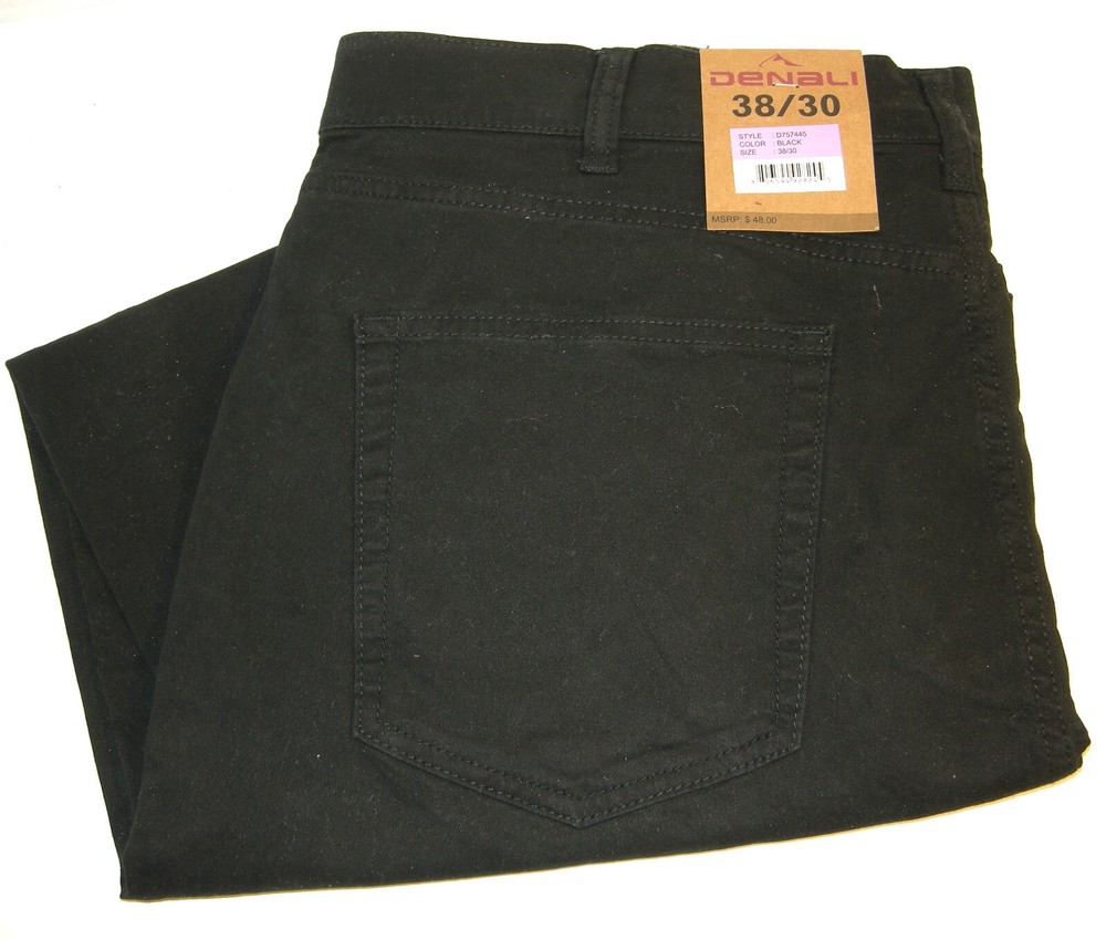 Member's Mark Mens DENALI Lightweight Stretch Waistband Straight Fit 38/30 BLACK
