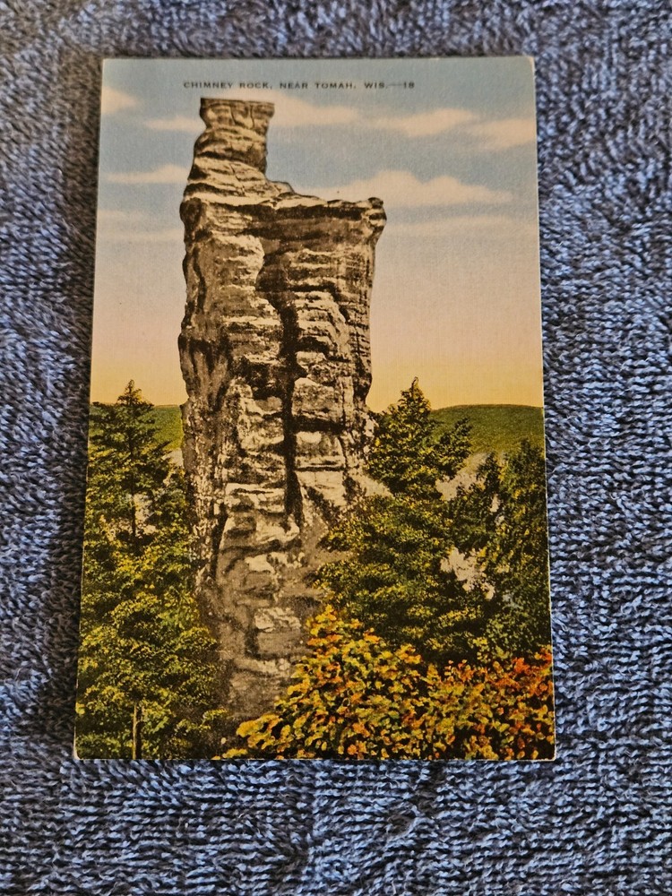 Vintage CHIMNEY ROCK, Tomah, Wisconsin Postcard 1942 E.C. Kropp Co.