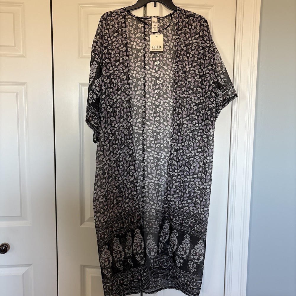 Ana Kimono Women’s OS One Size Black Floral Open Front