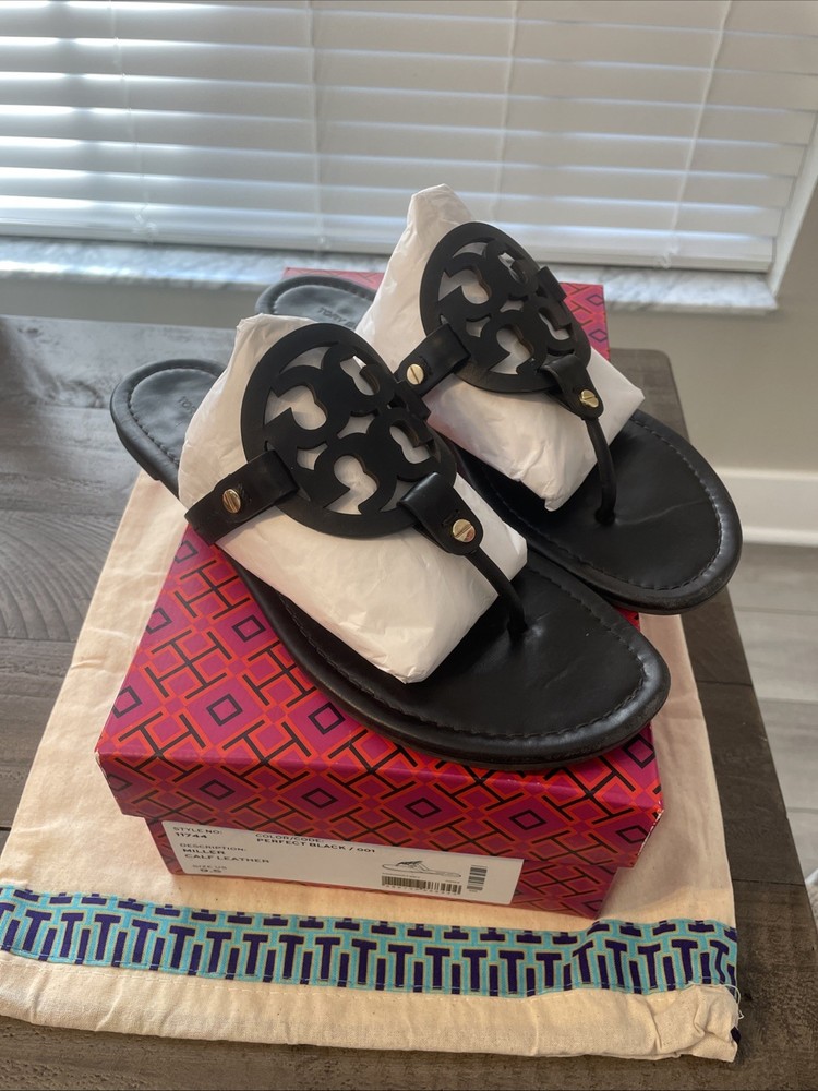 Tory Burch PERFECT BLACK Leather Miller  9.5- EXCELLENT COND WITH BOX