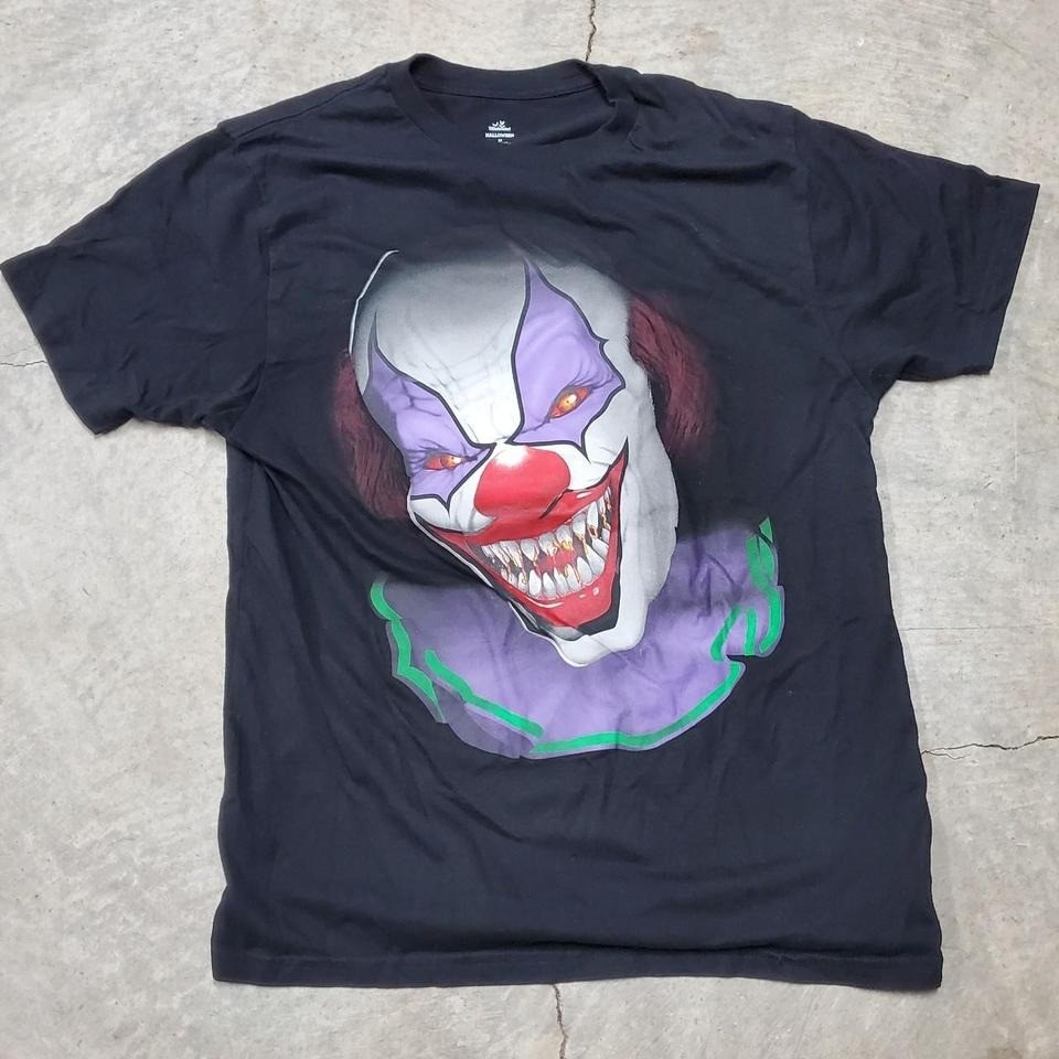 Scary Clown Face Black Graphic T-Shirt