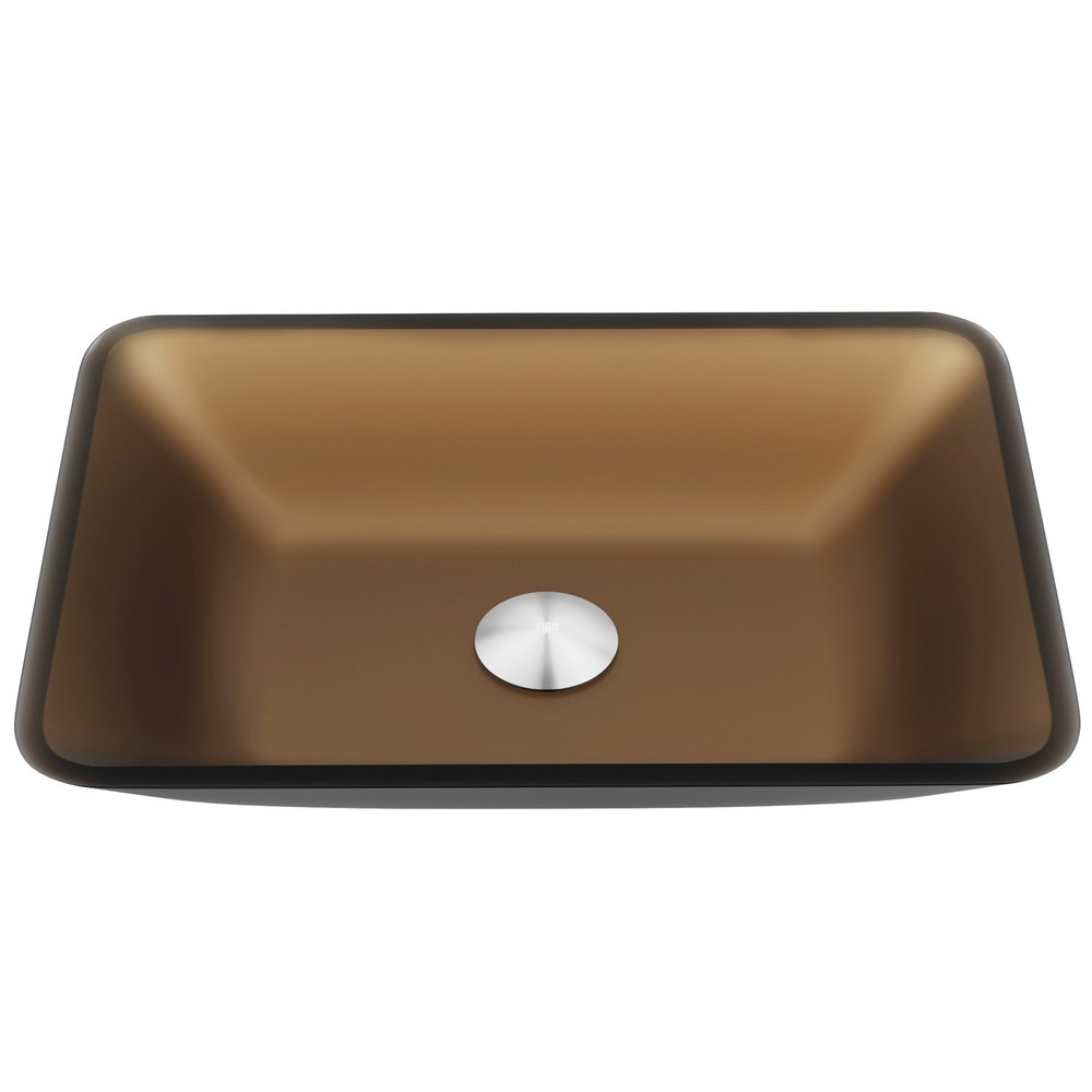 Vigo VG07091 Sottile 18x13x4 Amber Rectangular Glass Vessel Sink