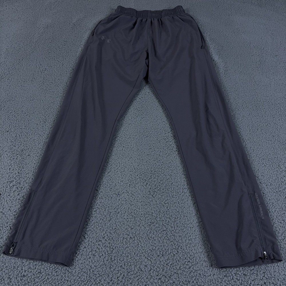 Under Armour Pants Mens Small Gray Woven Track Windbreaker Baggy Running Warm Up