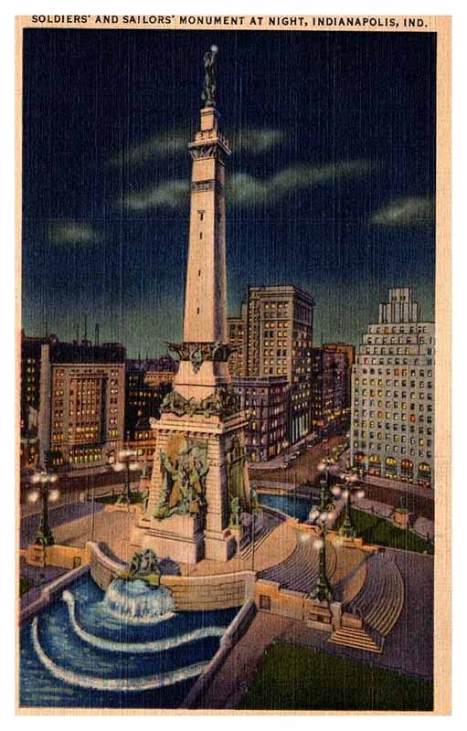 Postcard MONUMENT SCENE Indianapolis Indiana IN m/09 AT9418