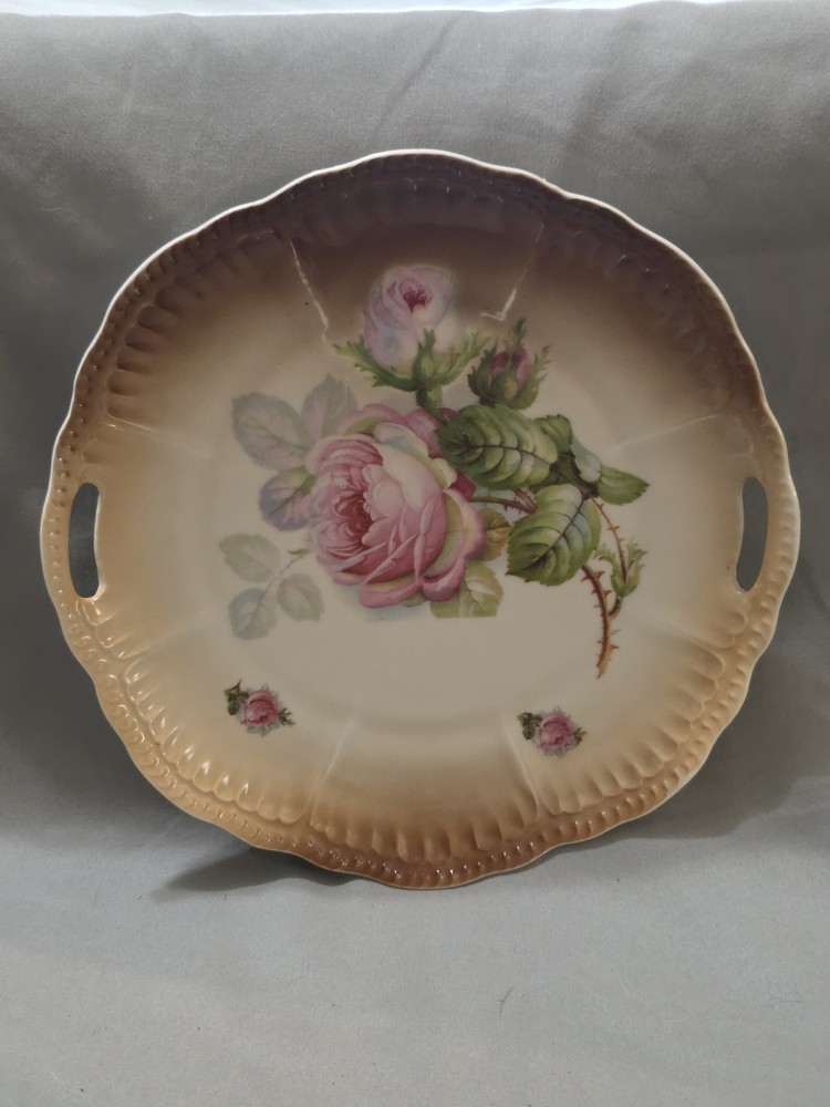 Schwarzhammer Of Bavaria Germany - Pink Floral Plate With Brown Shading