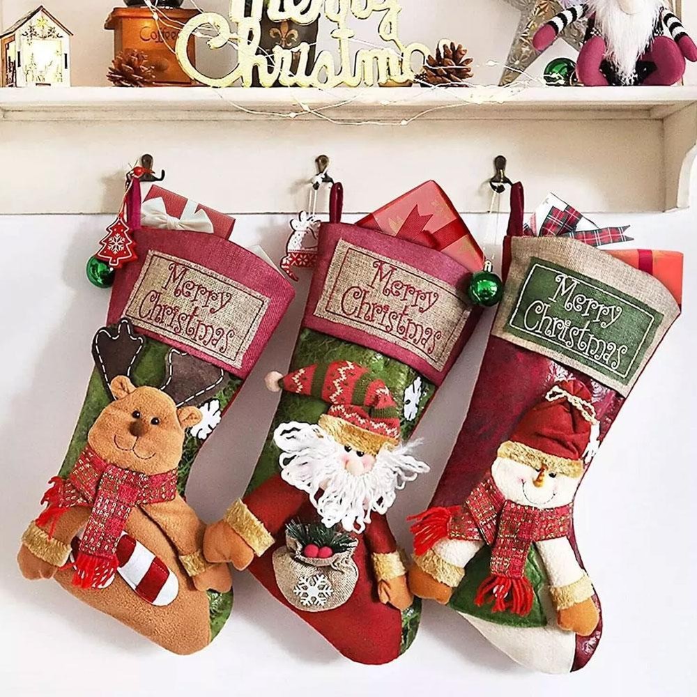 Large Personalized Xmas Christmas Stockings Decorations Gifts Bag Ornaments/