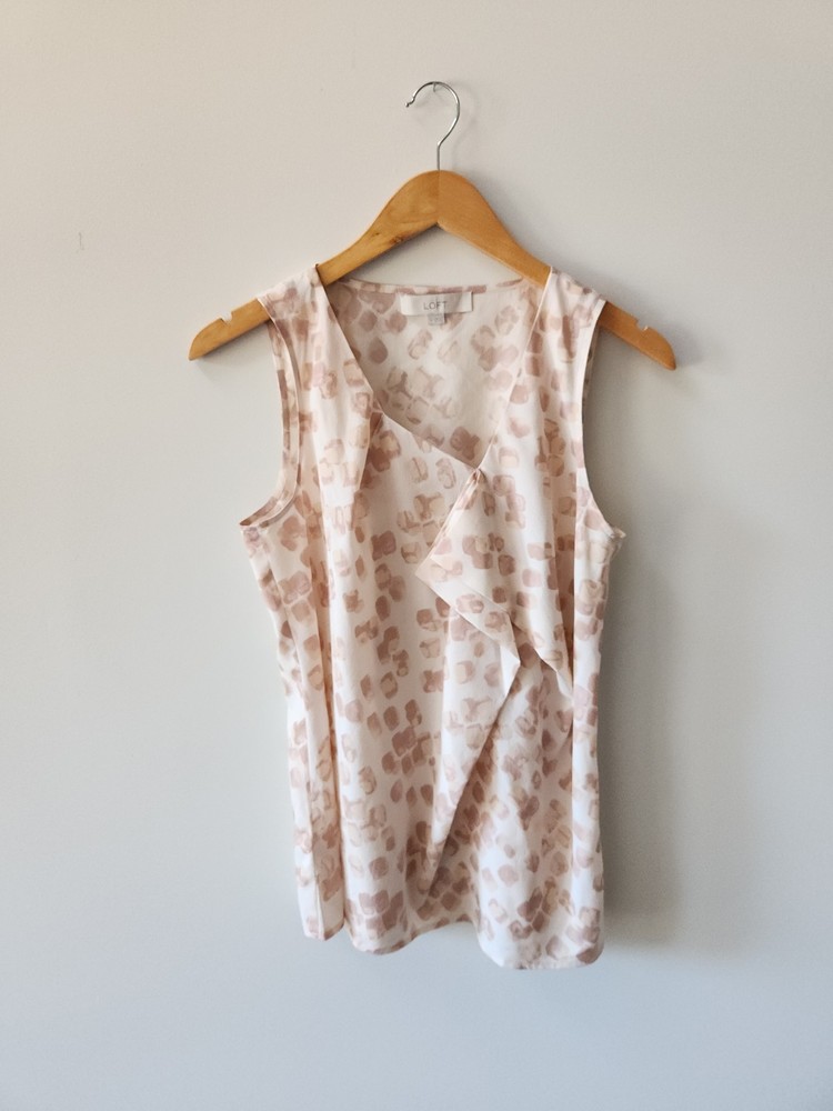 Ann Taylor LOFT Tank Top Medium Sleeveless Abstract Print Polyester Blouse