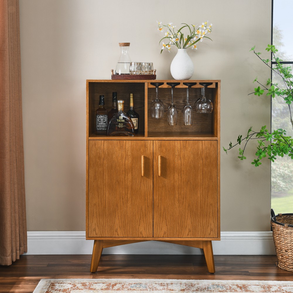 Liquor Cabinet W Wine Glass Holder Wine Rack Adjustable Shelf Wine Cabinet