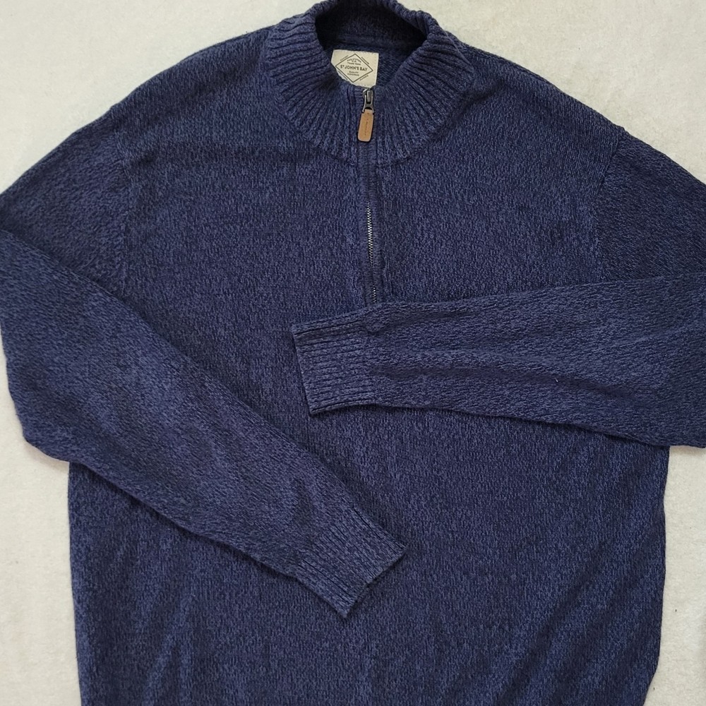 St. John's Bay Sweater Men's 2XL Navy 1/4 Zip Pullover Casual Preppy Mock Neck