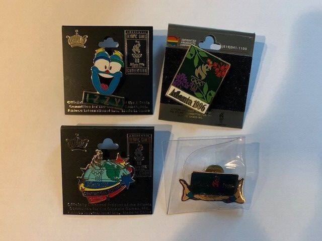 1996 Centennial Olympic Games Atlanta 4 Pins Aminco mascot izzy torch