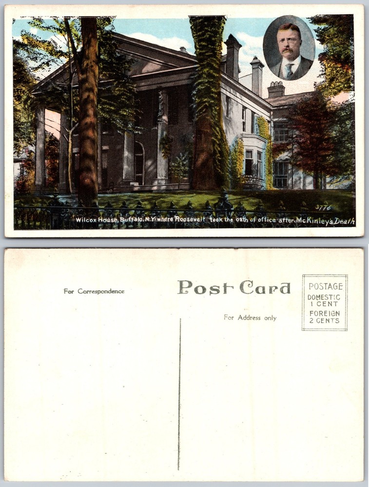 Wilcox House Buffalo NY Roosevelt Oath Postcard