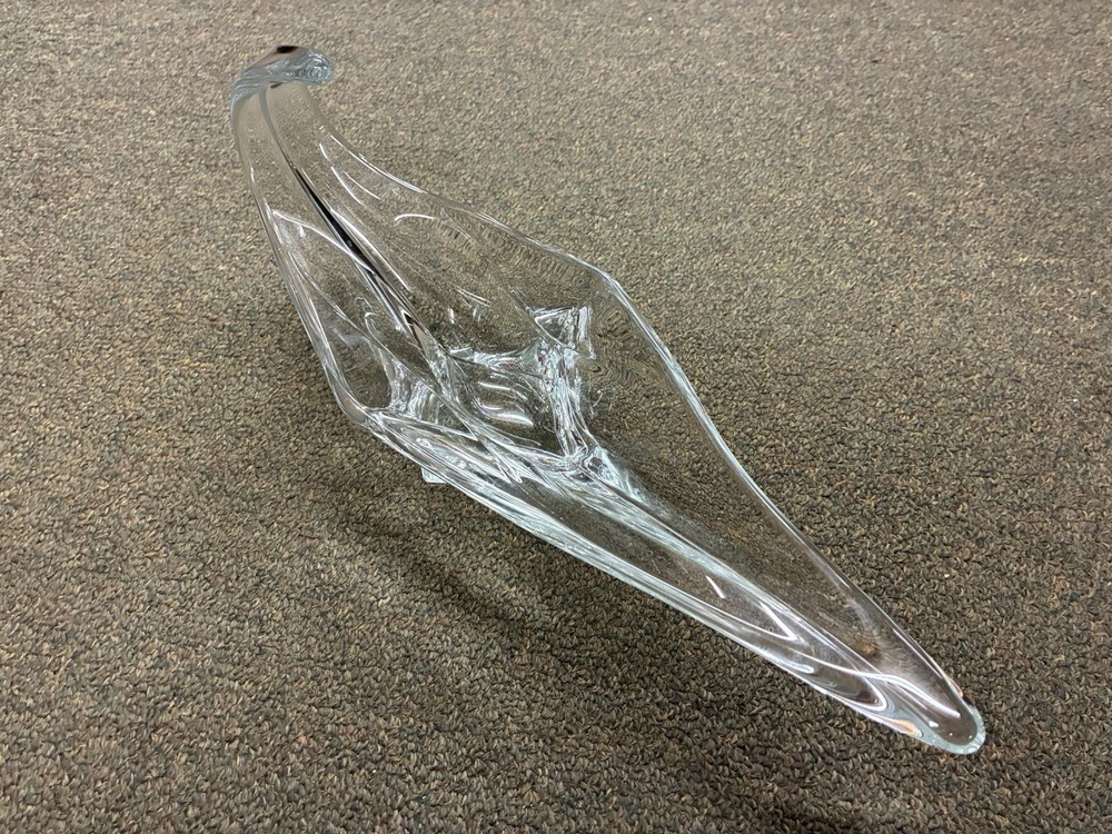 Mid-Century Cofrac Art Verrier France Crystal Free Form Centerpiece Bowl Dish