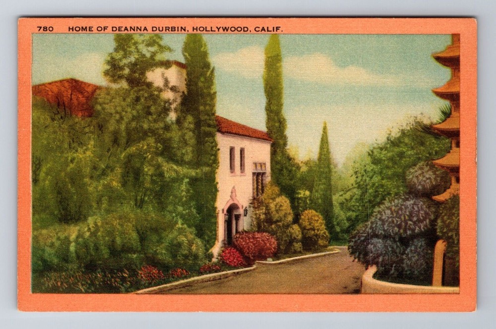 Hollywood CA-California, Home Of Deanna Durbin, Antique, Vintage Postcard