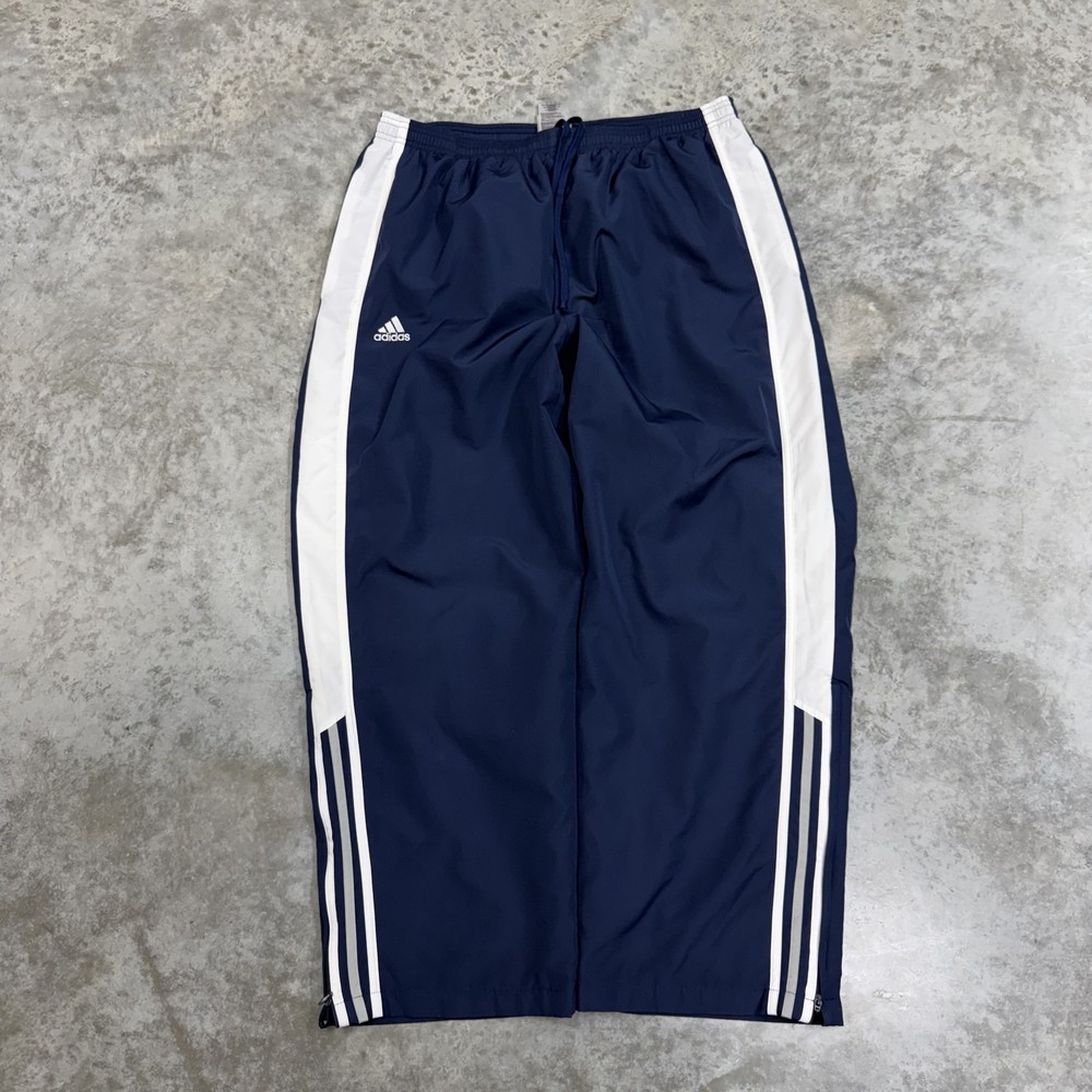 Adidas Track Pants Mens XL Blue Windbreaker y2k baggy wide leg skater grunge