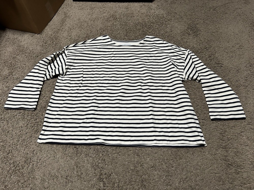 Nordstrom Womens Top Black White Stripe Size XL! QUALITY!