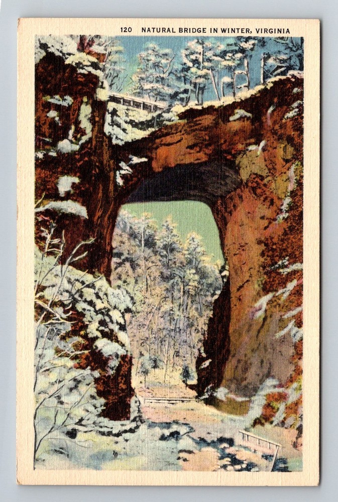 Rockbridge County VA-Virginia Natural Bridge Winter Cedar Creek Vintage Postcard