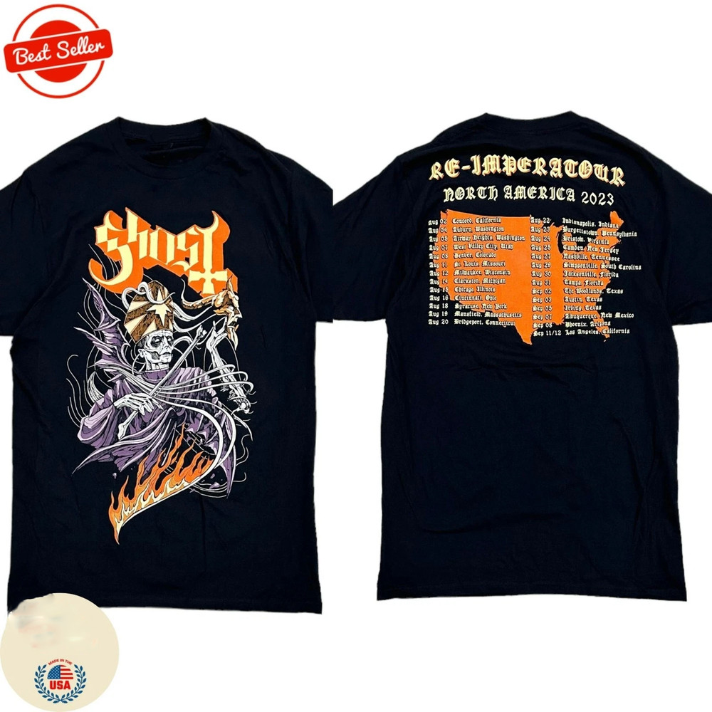 Ghost Music Band Men's Re-Imperatour North America 2023 Concert Tour Tee T-Shirt