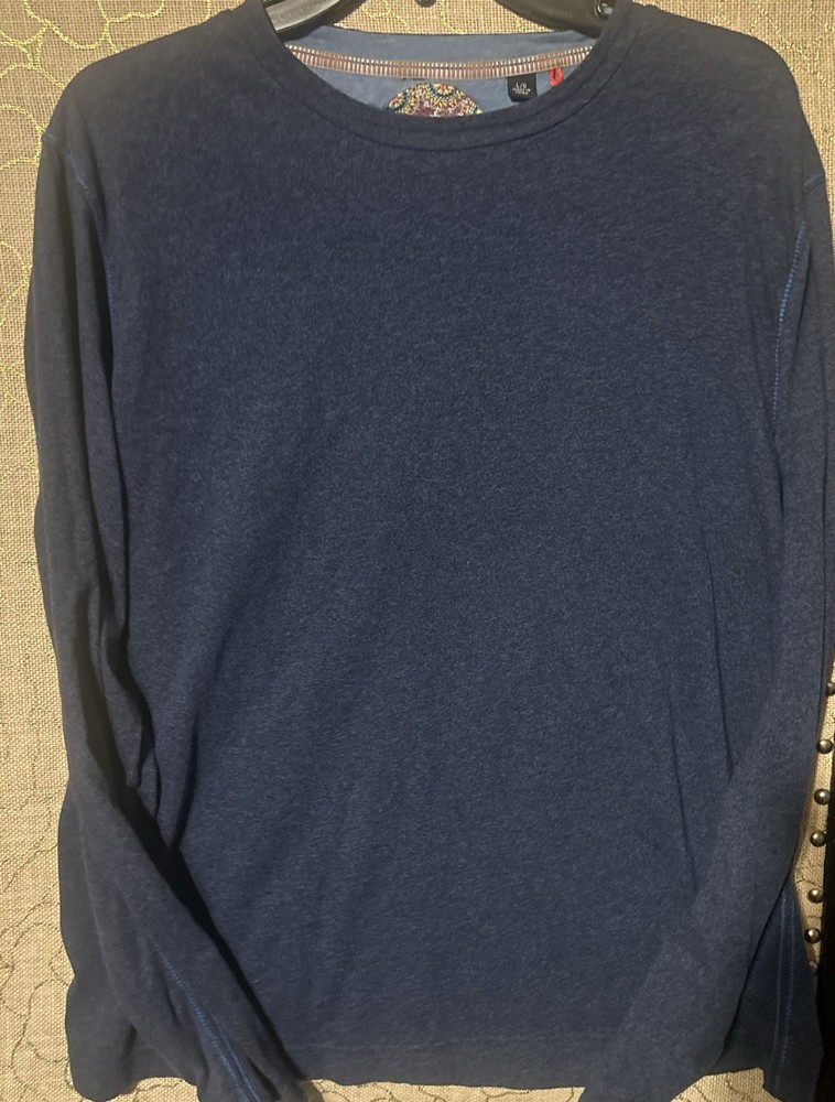 Robert Graham Shirt Men's Size L Blue Crew Neck Long Sleeve