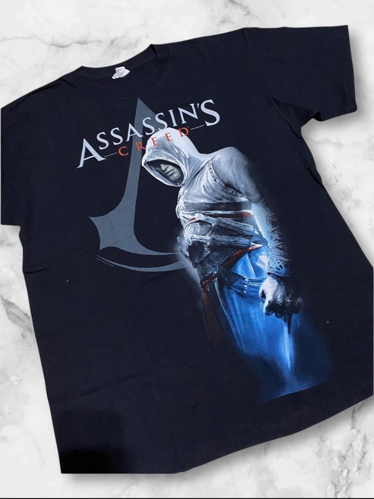 Rare Assassin’s Creed 2007 Altair Promo Tee Vintage Ubisoft Anvil Blue Bar