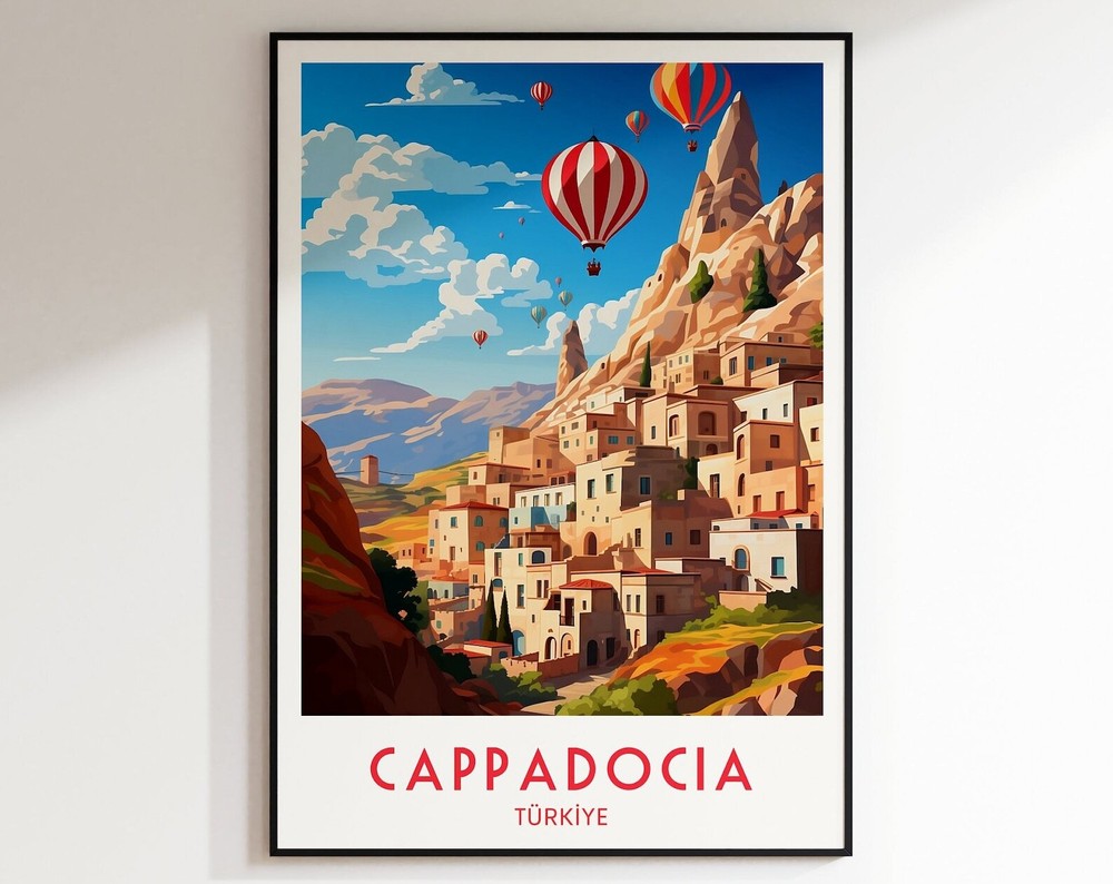 Cappadocia Travel Print Turkiye Home Decor Retro Wall Art Wedding Gift Birthday