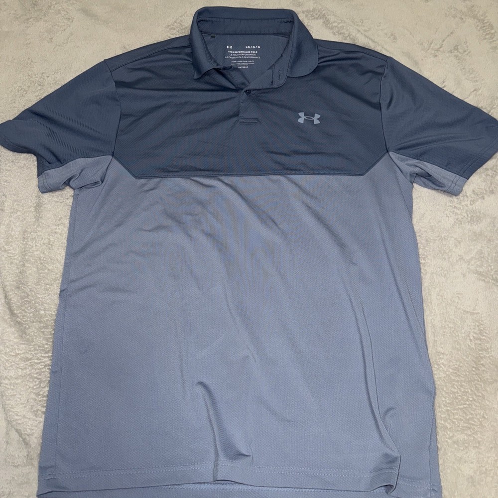 Under Armour Heat Gear Polo Shirt Men's Size L Navy Blue Performance Stretch