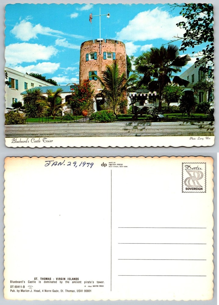 Vintage Bluebeard's Castle Tower St. Thomas US Virgin Islands Pirate Postcard