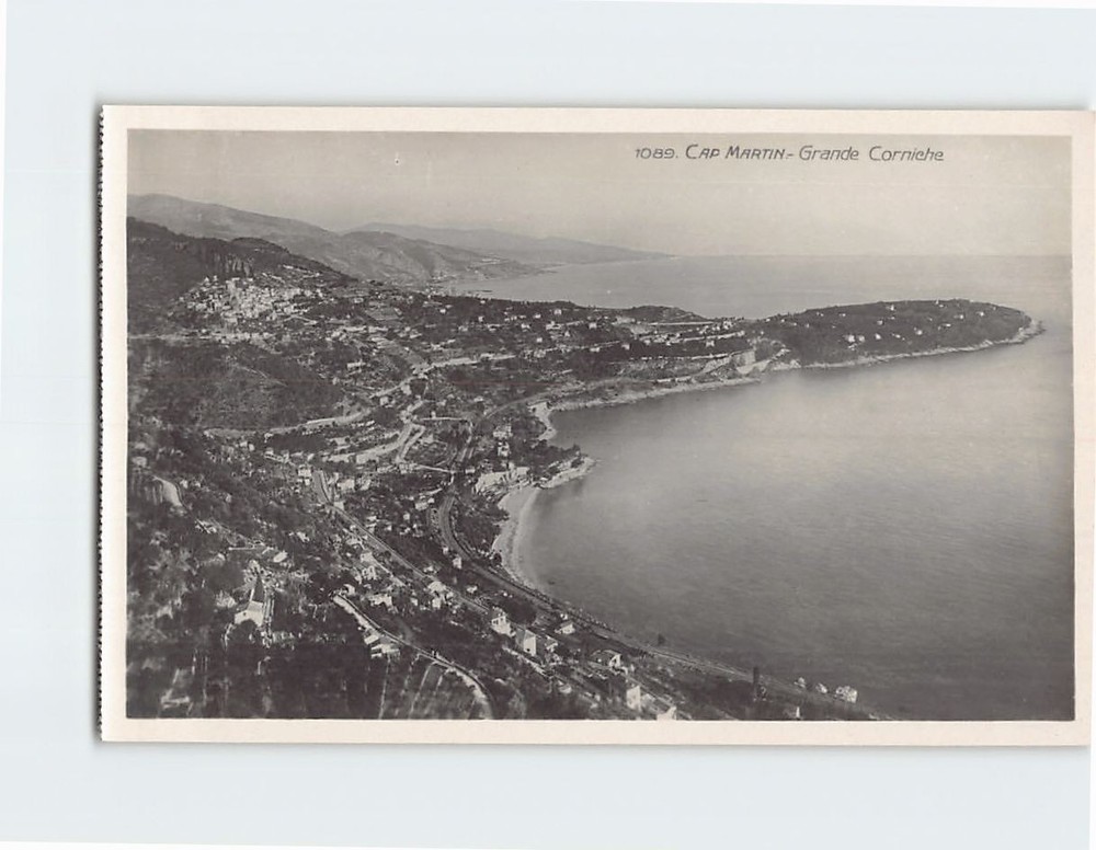 Postcard Aerial View of Cap Martin and the Grande Corniche France